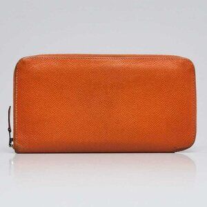 Hermes Orange Epsom Leather Zip Around Wallet